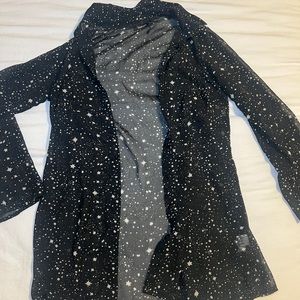 Star sheer button down cover up